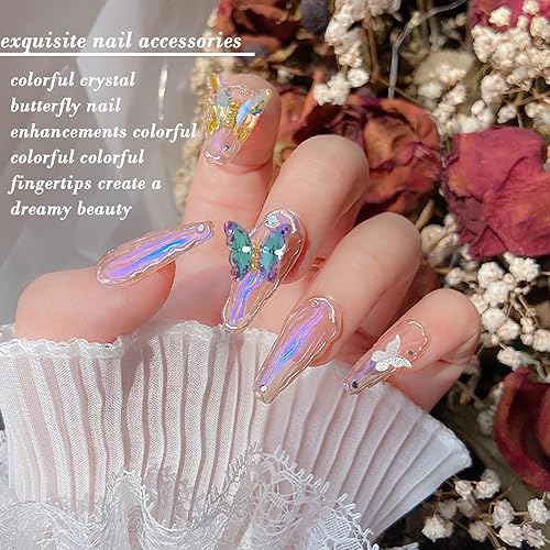 Miniatura 3 de SAOTAENG - Diamantes de imitación para uñas, 72 dijes de mariposa para uñas, uñas de Halloween, dijes de mariposa de cristal, dijes de mariposa 3D