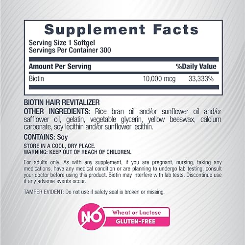 Miniatura 4 de NeoCell Biotin Hair Revitalizer 10000mcg  300 cápsulas blandas  Fórmula nutritiva diaria  para mujeres y hombres  Suplemento para cabello, piel y