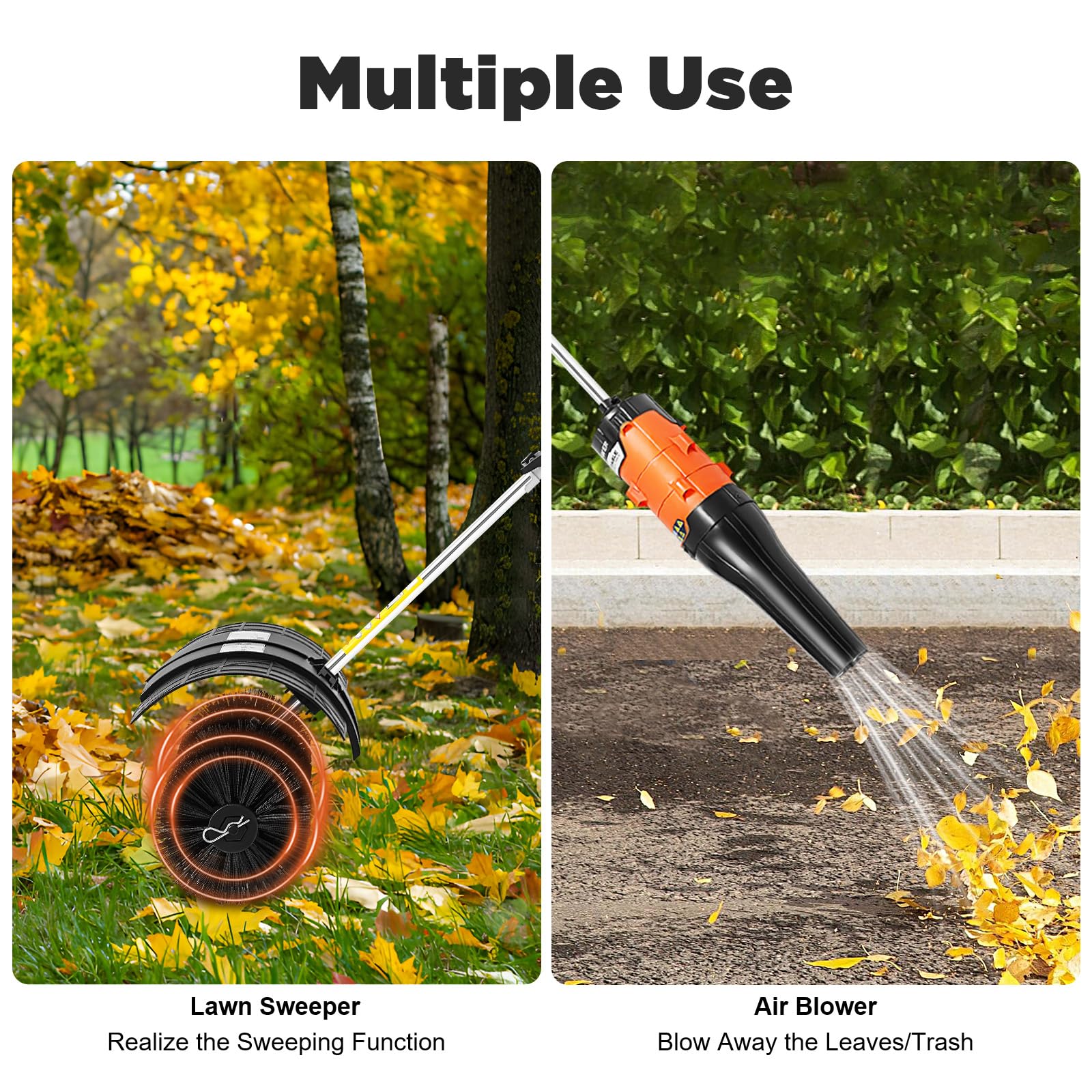 Upgraded Gas Handheld Sweeper, 52CC 2.3HP 2 Stroke Outdoor Power Snow Sweeping Broom with Air Cooled Motor & Blower Lawns Sweeper Machine for Street Farms Driveway Snow
