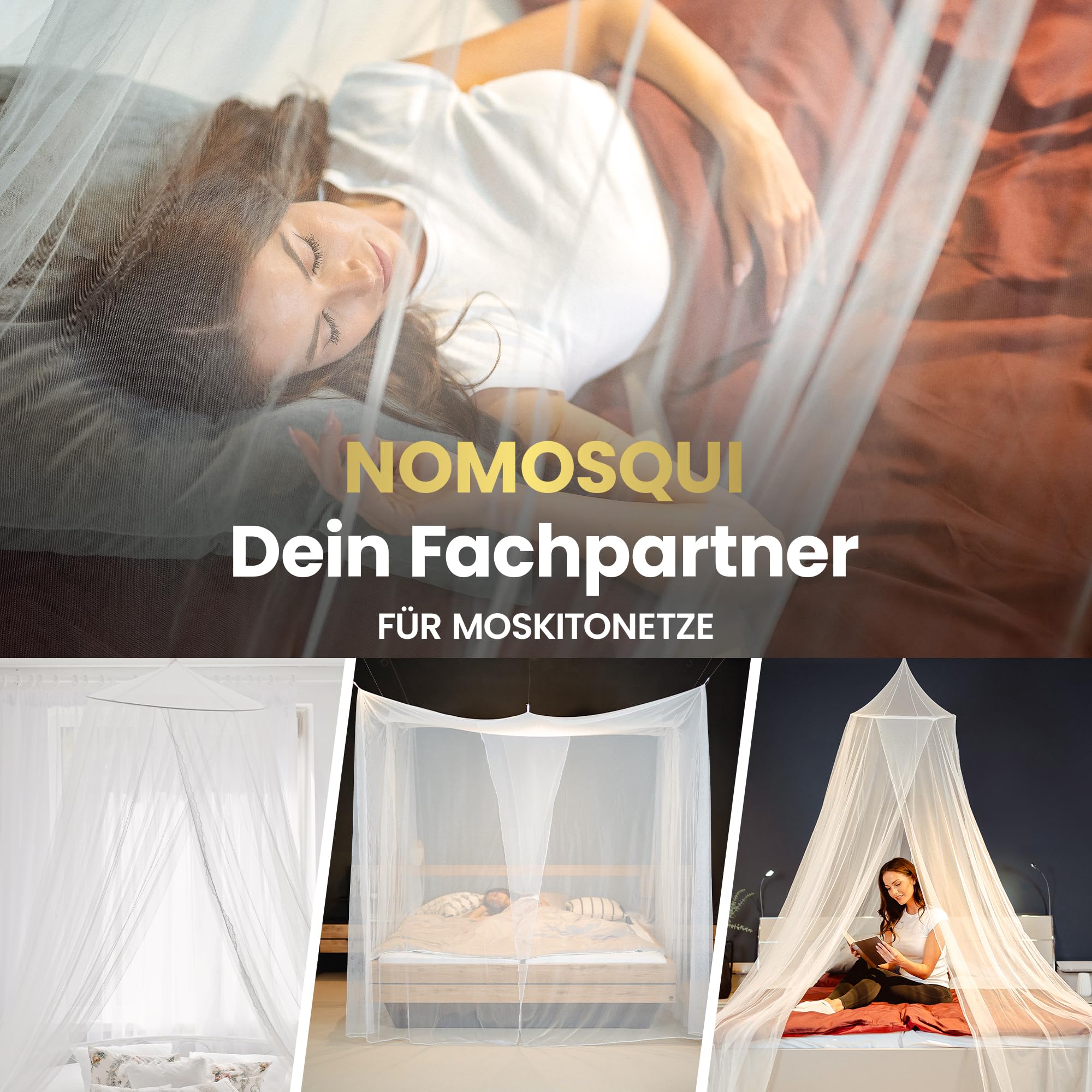 Moskitonetz Bett - Mückennetz Outdoor & Zuhause - Fliegennetz für Doppelbett & Einzelbett - Mosquito Netz Reise - Bettvorhang Mückenschutz vor Moskito, Fliegen & Insekten - Moskitoschutz
