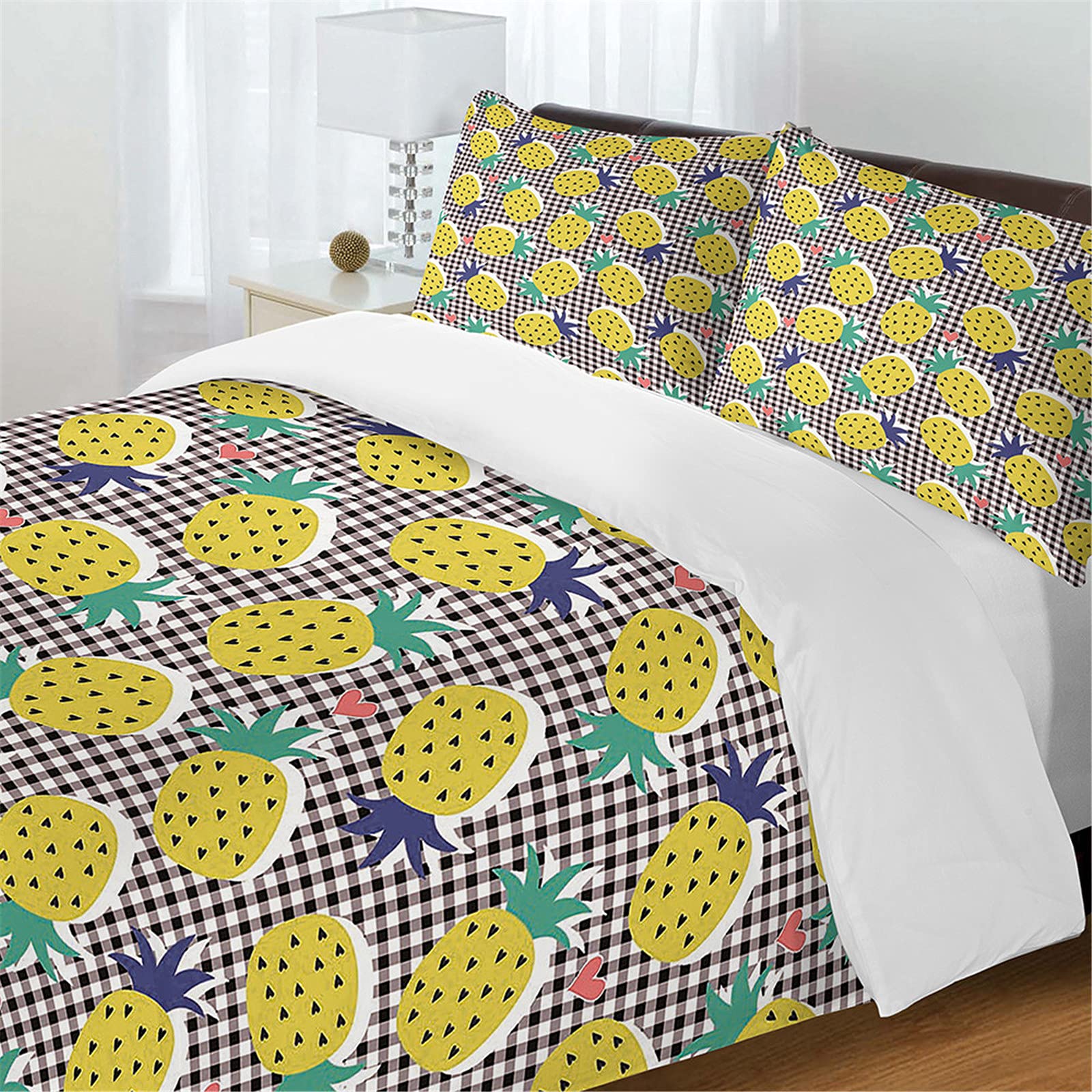 Housses de Couettes de L'ananas parure de lit 3D 220x240 ensemble de literie plaid noir
