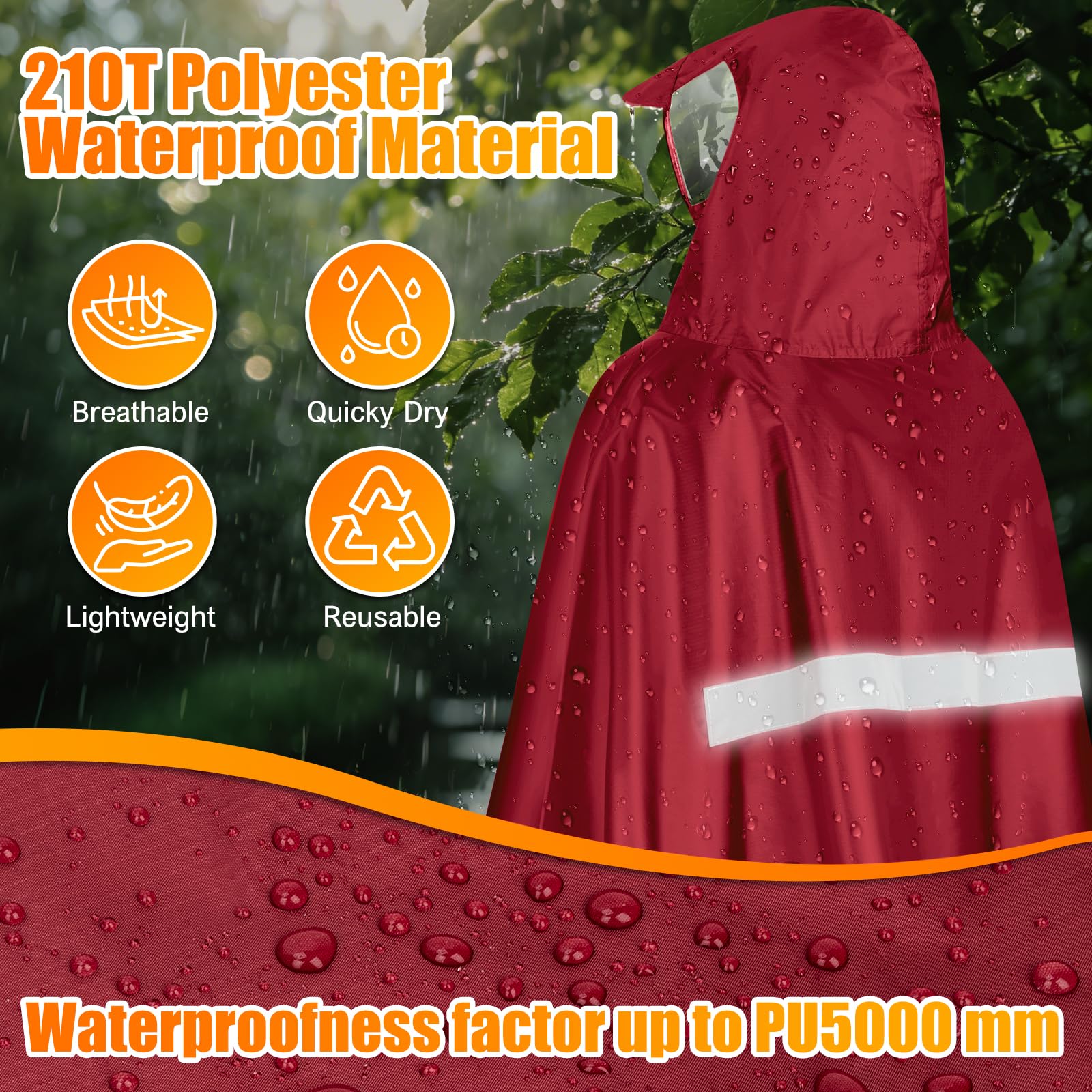 Regenponcho Fahrrad, Wasserdicht Regencape Herren Damen Regenponcho Fahrrad Regenbekleidung Mit Reflektoren Und Sichtfenster Leichte Fahrradponcho Für Nachtfahrten & Outdoor