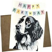 English Springer Spaniel Birthday Card 1 Premium Folded Card, Blank Inside, 5X7 Inch Cute dog birthday cards from dog for kids, men and women - 956