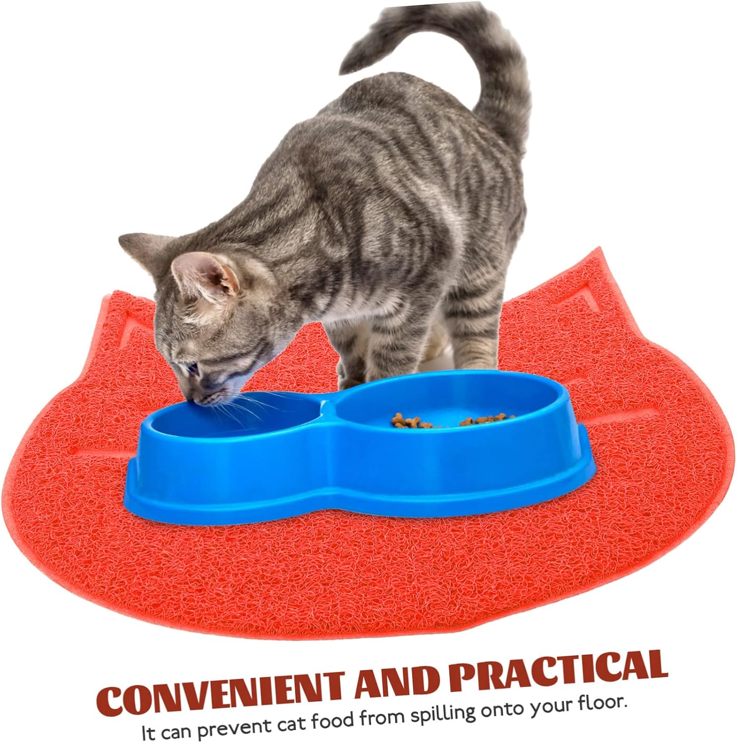 Cat Shaped Pet Feeding Mat Non-Skid and Placemat for Dogs and Cats Easy to Cartoon Design Material