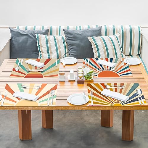 Miniatura 9 de GICHUGI Juego de 4 manteles individuales bohemios, manteles individuales estilo oeste, decoración del hogar, manteles individuales boho occidentales