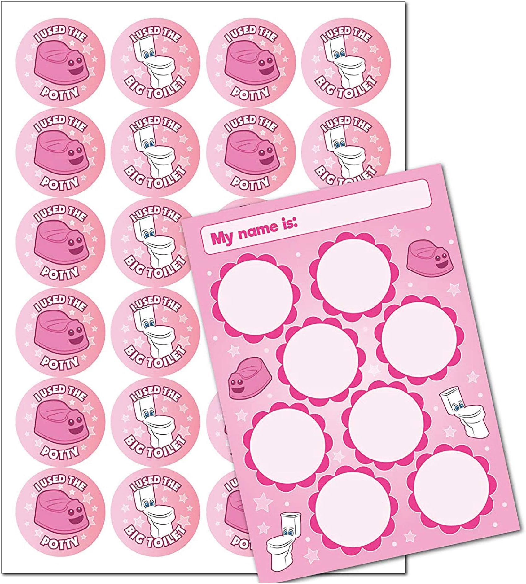 Potty Training Girls, Reward Stickers Including Potty Training Chart, Potty & Toilet Training