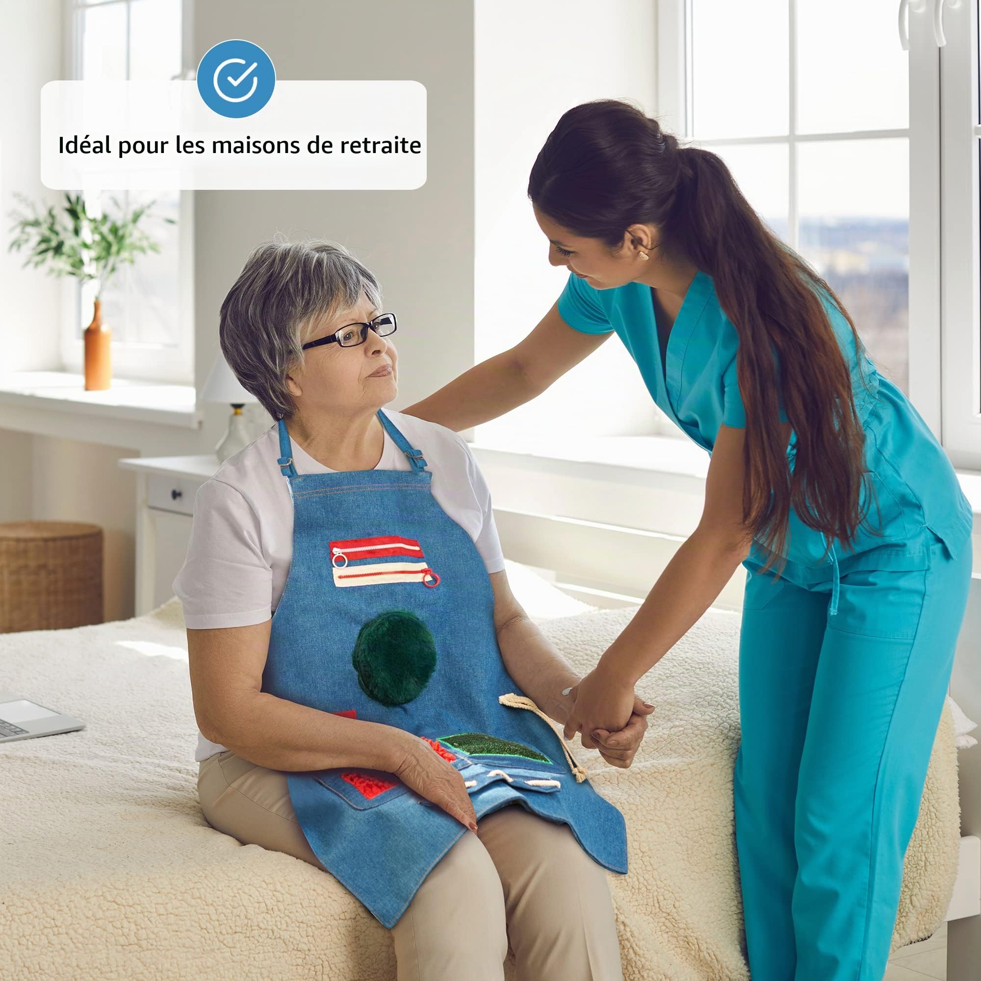 Tablier Sensoriel | Couverture Sensorielle Démence | Activités Calmantes Pour Personnes Agées | Produits Pour Personnes Agées Démentes | Fidget Apron | d'Alzheimer, Démence, Syndrome d'Asperger