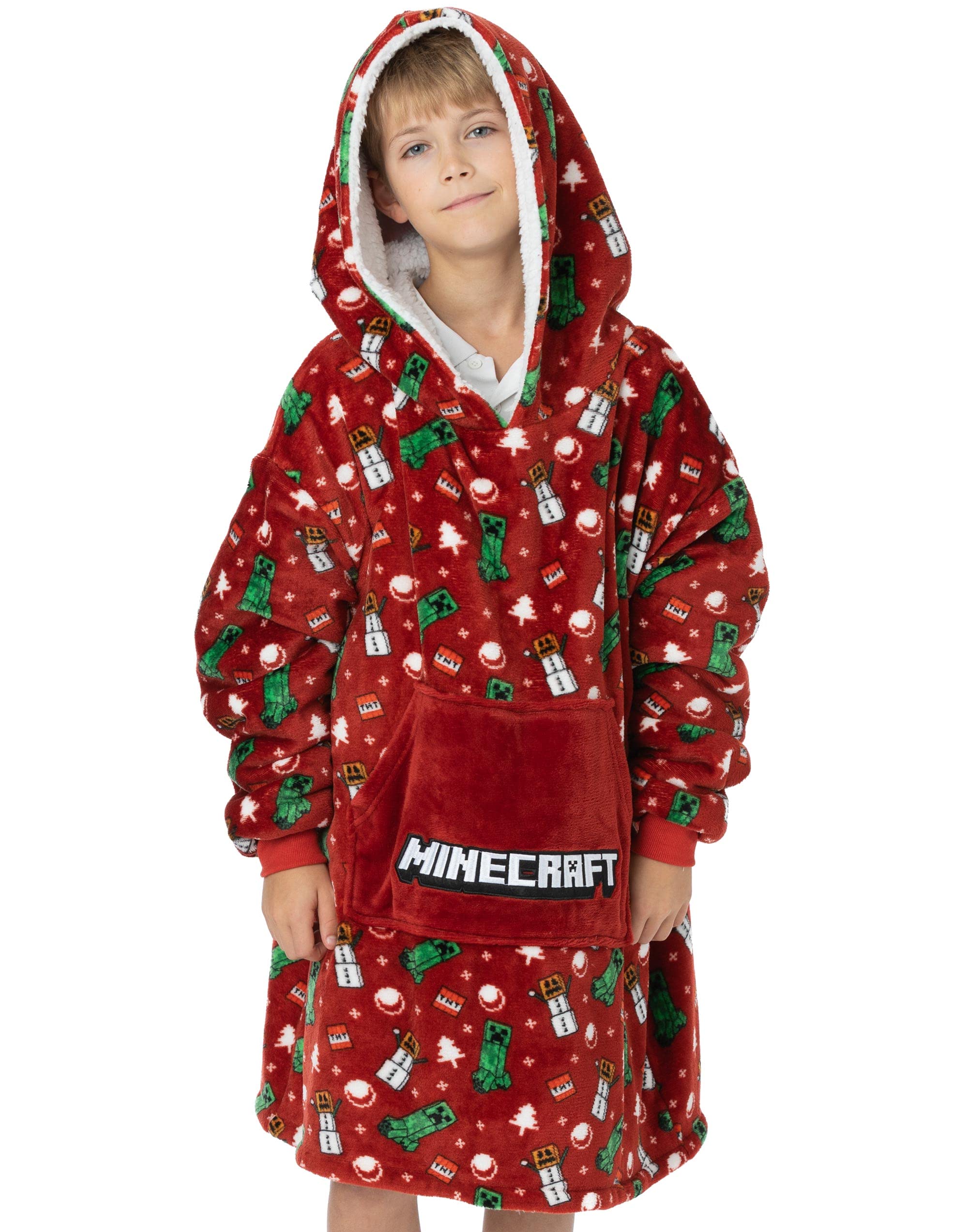 Minecraft Christmas Xmas Vuddie Oversized Blanket Hoodie Kids Boys