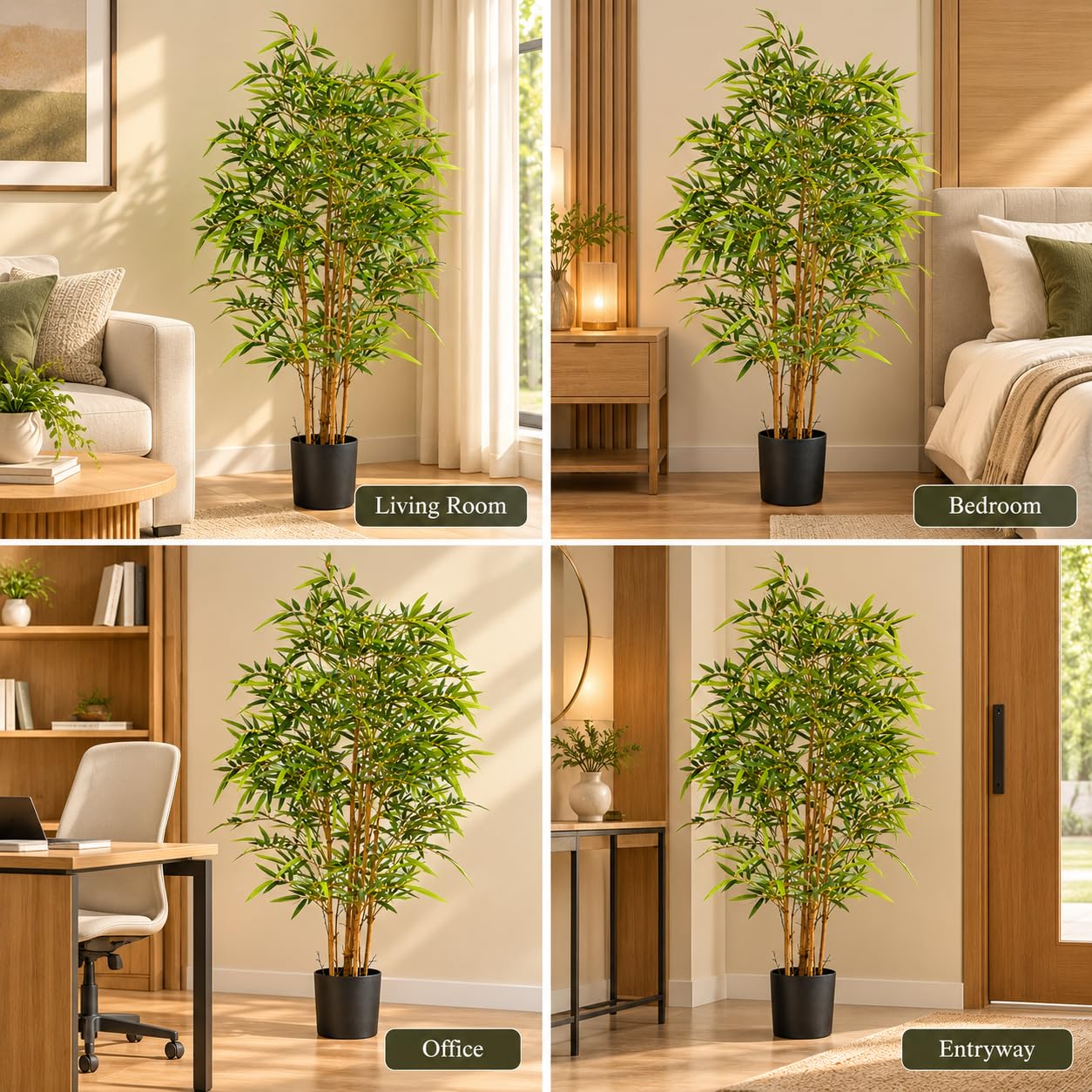 Arick Decor Bamboo Plant - 4ft Faux Tree with Pot -4