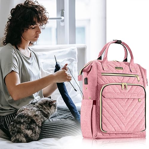 Miniatura 78 de Mochila para tejer, organizador de hilo con puerto de carga USB, mochila acolchada para mujer, regalo del día de la madre, bolsa de ganchillo grande