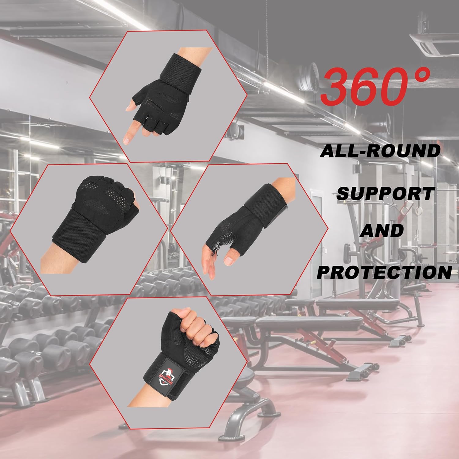 Spartan Weight Lifting Gym Workout Gloves with Wrist Support for Men & Women – Full Palm Protection, Breathable Non-Slip Grip for Training, Fitness, Crossfit, Pull Ups, Lifting, Gym, Exercise - Image 5