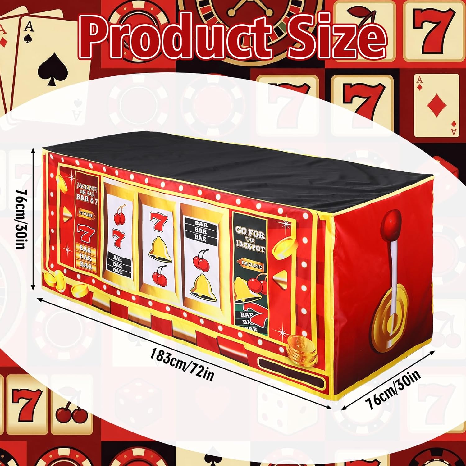 Oudain 6ft Casino Tablecloth Party Decorations Las Vegas Table Cover Washable Fabric Polyester Rectangle Tablecloth Casino Night Jackpot Party Poker Themed Decoration