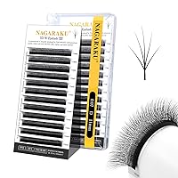 Vista 258 de NAGARAKU Extensión de pestañas en forma de W 3D con volumen en racimo, abanico prefabricado, pestañas postizas de visón sintético mate negro