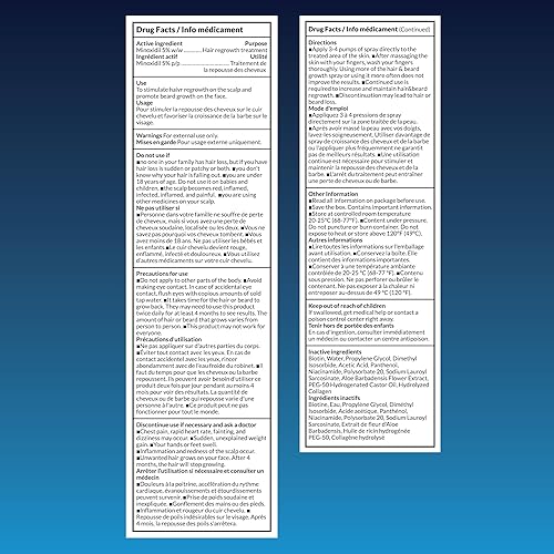 Miniatura 9 de 5% de minoxidil para hombres y mujeres en aerosol para el crecimiento del cabello (6.1 fl oz)