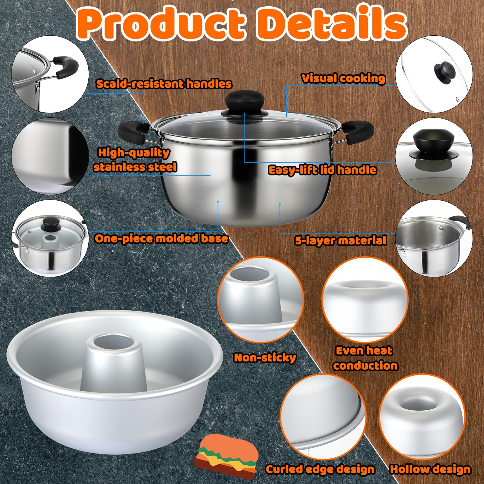 LemonRoad Double Boiler & Flan Mold Set -3
