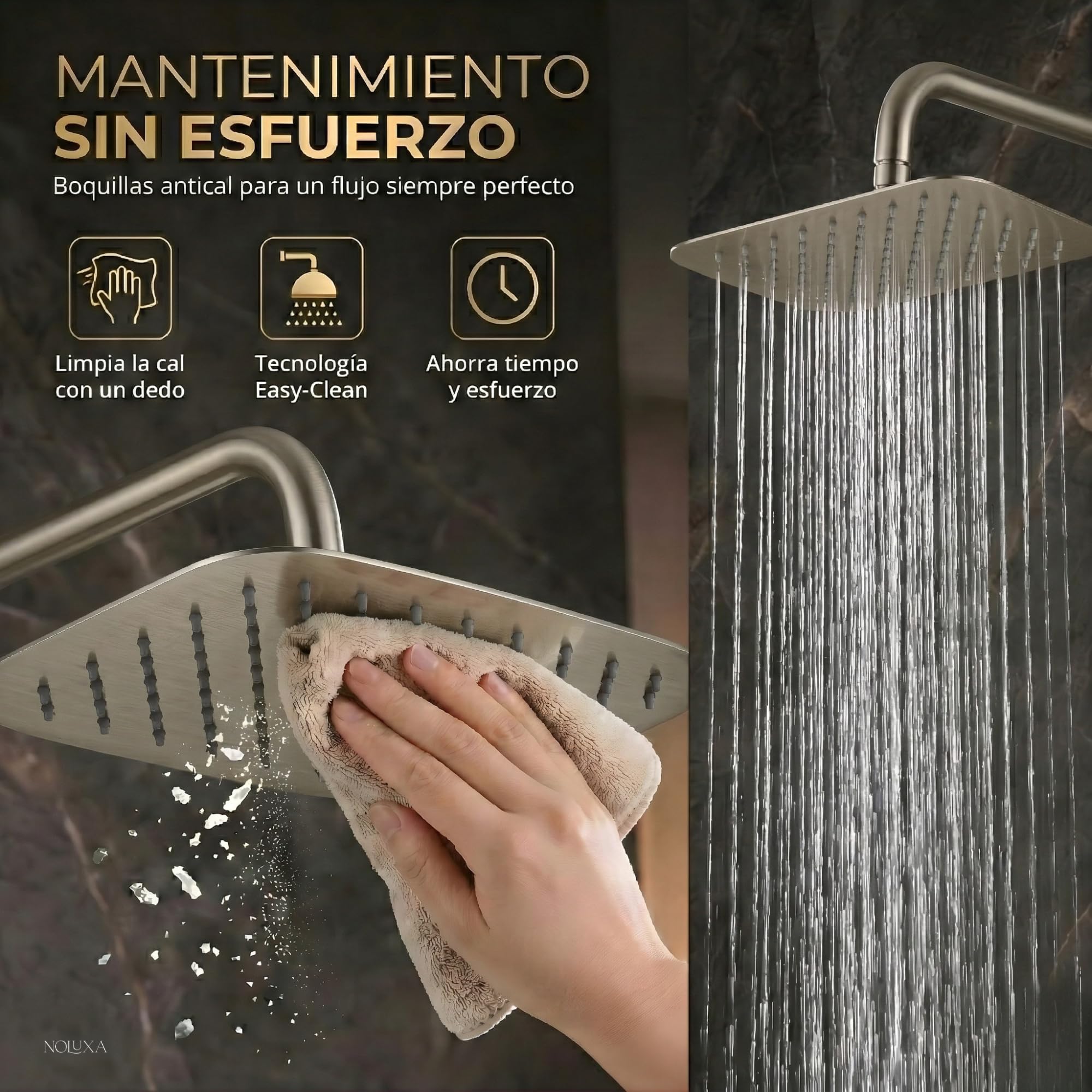 IMEX - Columna Ducha con Grifo para Bañera Níquel Cepillado | Conjunto de Bañera con Alcachofa y Rociador Antical | Griferia en Latón y Acero Inox S.304 con Barra Extensible | Serie Firenze