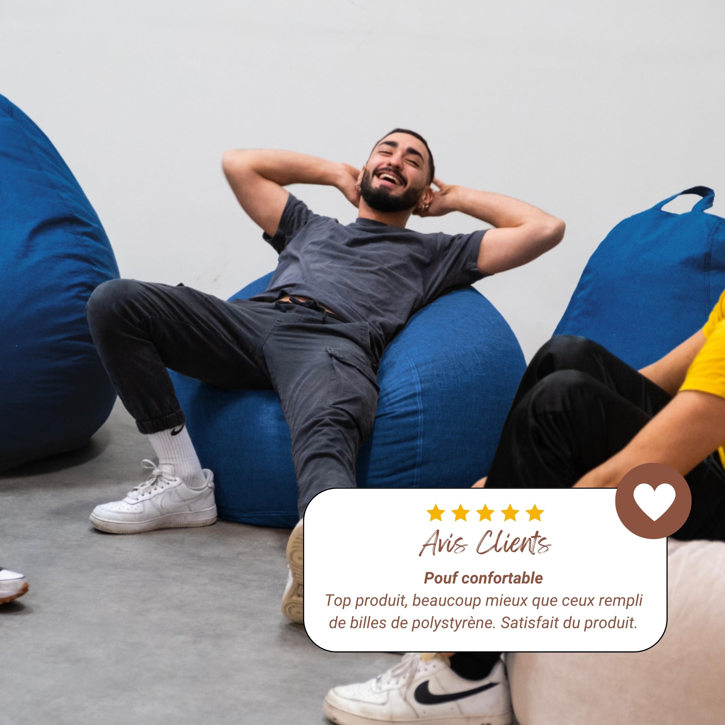 bananair - Pouf Poire Fabriqué en France - Rembourré en Mousse, Housse Lavable en Machine - Idéal pour Salon, Chambre ou Coin Cosy - Pouf Facile à Transporter, Parfait pour Adulte (120x100 cm, Bleu)