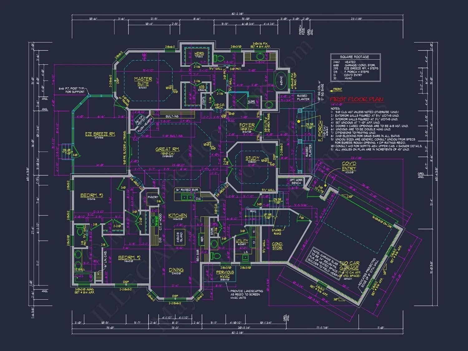 12-1076 House Plan -Traditional House Plan - 3-Bed, 2.5-Bath, 2,450 SF