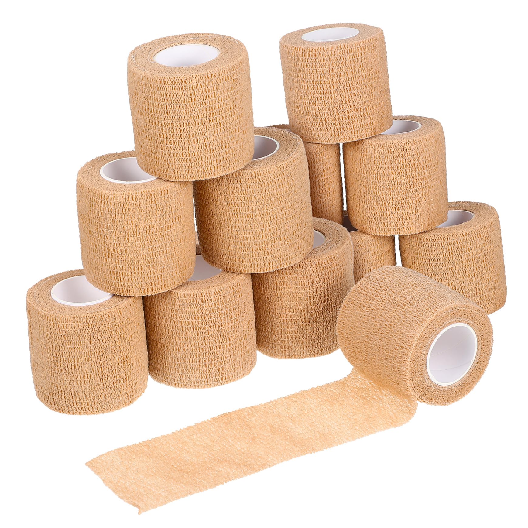 BESPORTBLE Self Adhesive Bandage Wrap Multi Size 12 Rolls 5cm*4.5m Skin Tone Cohesive Bandage Wrap Adhesive Wraps for Wounds Sprains