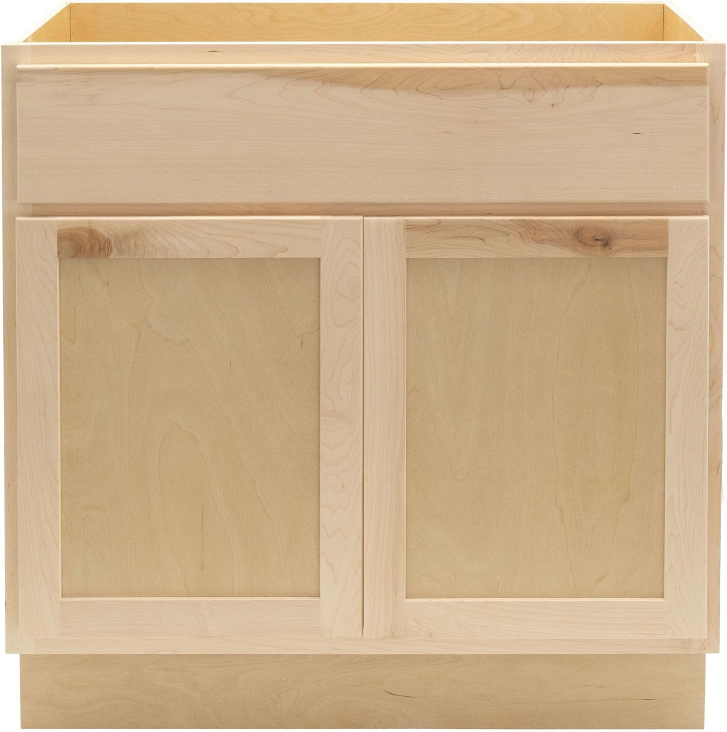 Quicklock RTA (Ready-to-Assemble) | Bathroom Vanity Cabinets - Shaker Style | Made in America | Soft Close Hardware | (Raw Maple, 30" W x 31.5" H x 18" D | No Back)