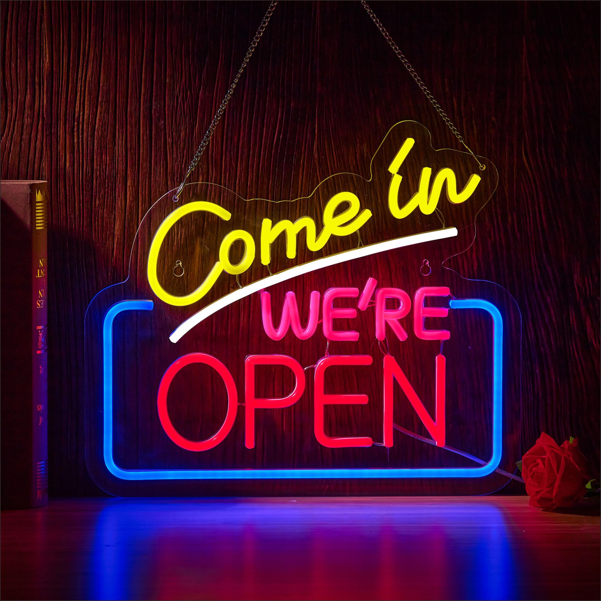 Come In We're Open Neon Sign for Wall Decor, Open LED Neon Signs Lights for Café Business Walls Window Shop Bar Hotel,Restaurant Retail store Party