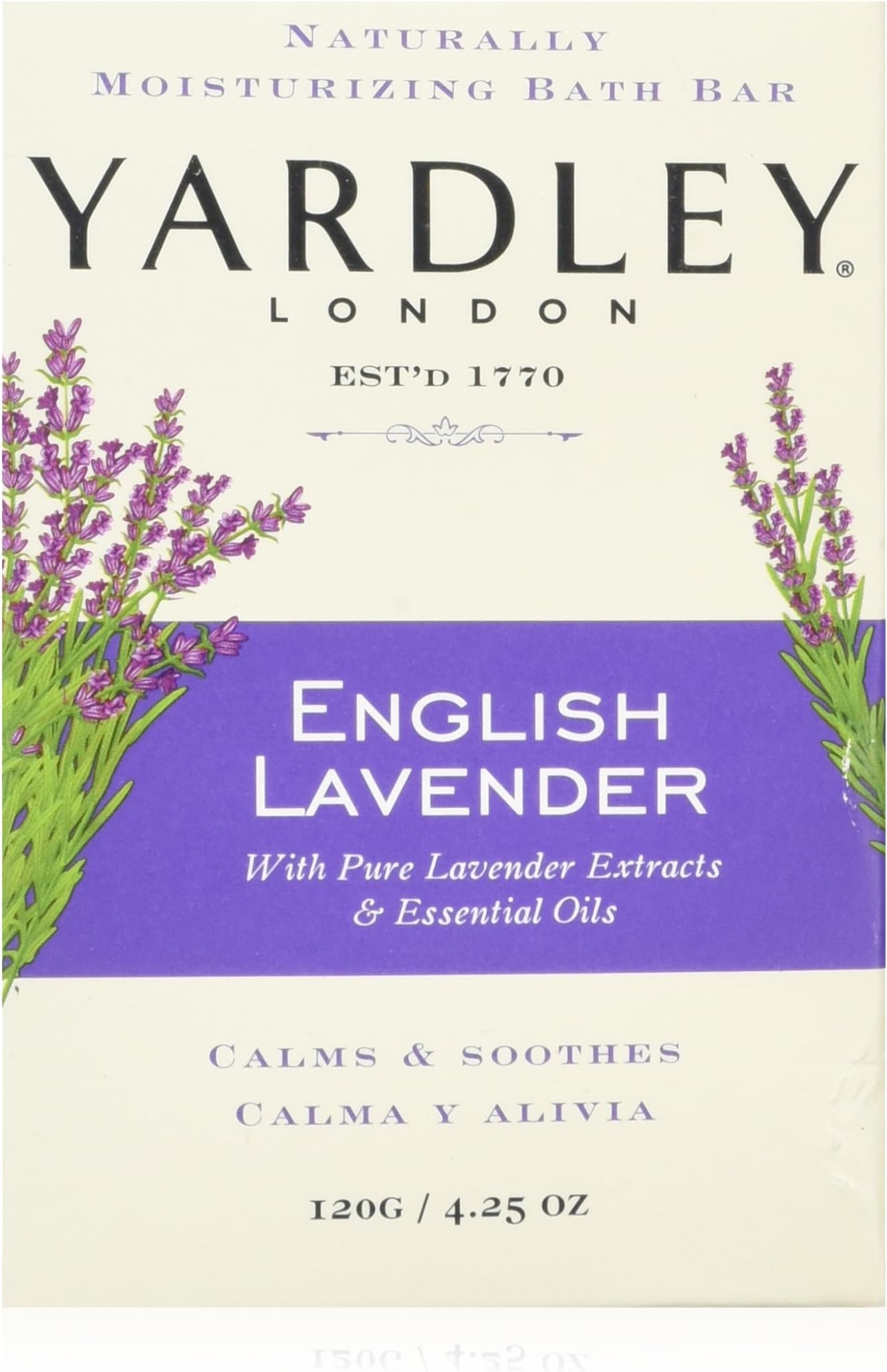 Yardley London English Lavender with Essential Oils Soap Bar, 4.25 oz Bar (Pack of 8)