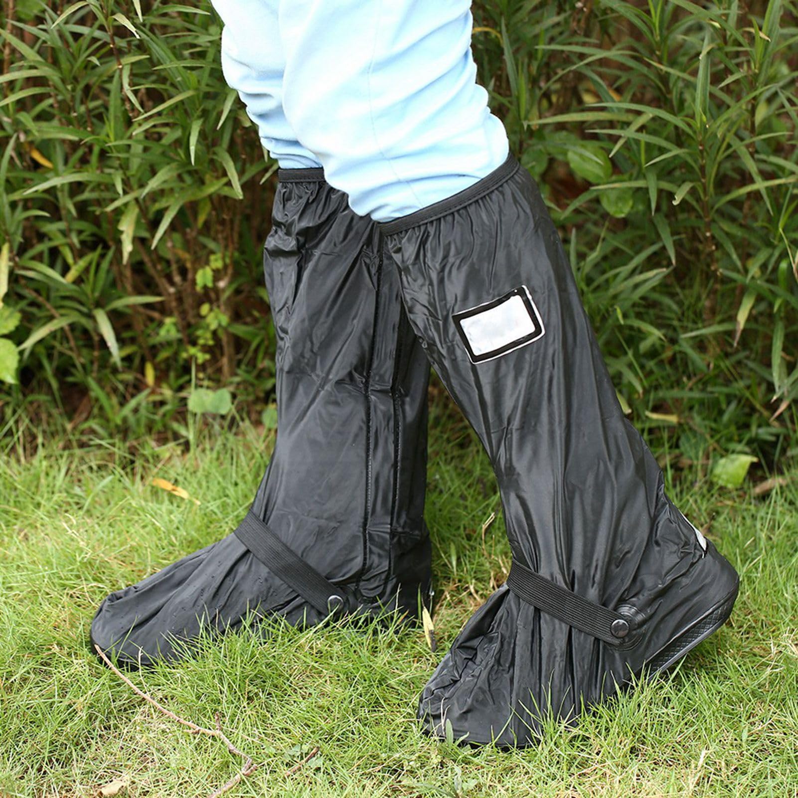 lyrlody Okładki Deszczowe Motocyklowe, Wodoodporne Buty z antypoślizgową podeszwą, materiał Premium PVC, XL-Black do Jazdy na Rowerze do Jazdy na Nartach Wędkarstwo (Czarny rozmiar XL)