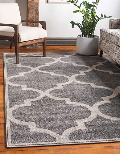 Miniatura 1 de Unique Loom Trellis Collection - Alfombra marroquí de celosía gris (7' 0 pies x 10' 0 pies)