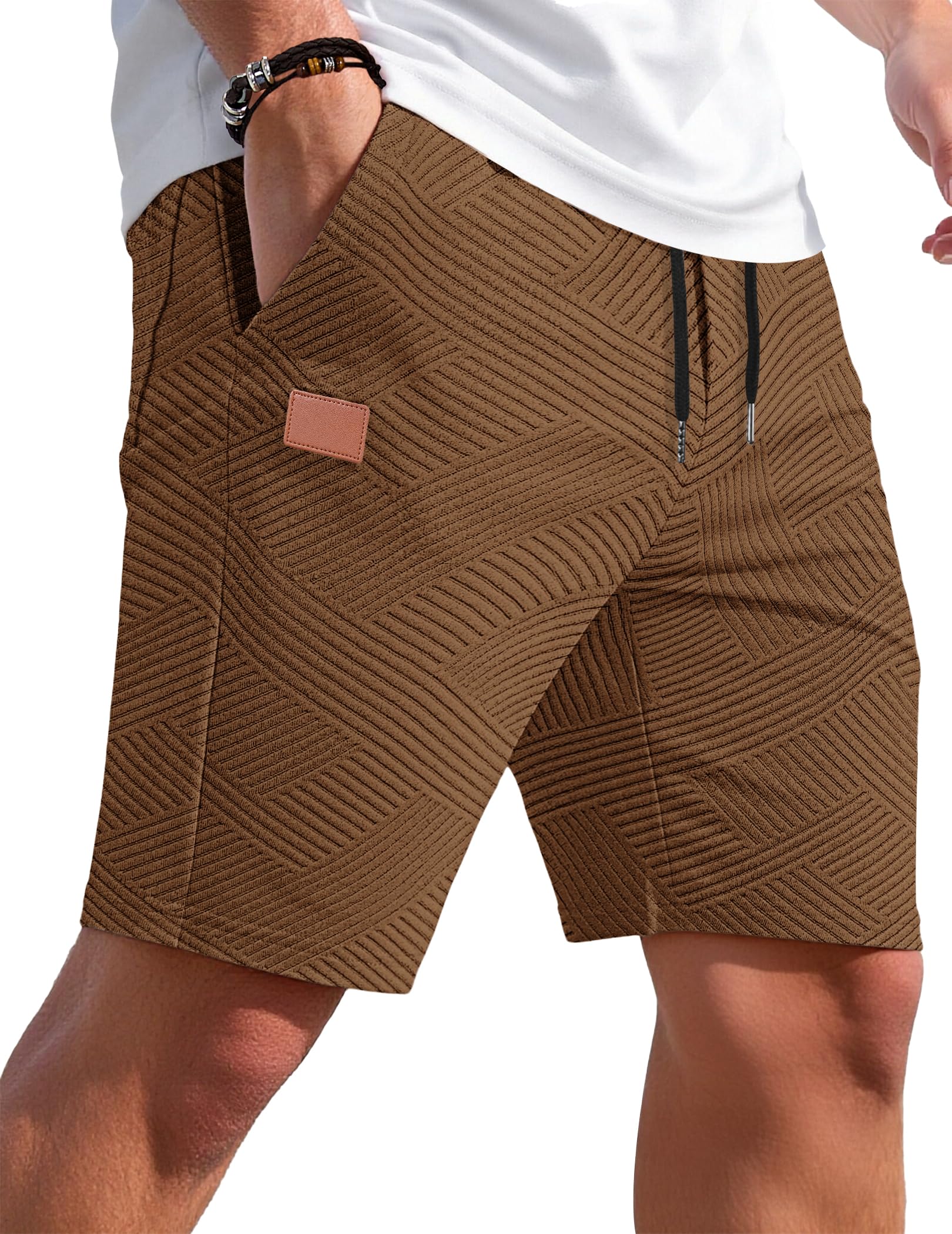 TARAINYA Texture Pantaloncini Uomo Cotone Coulisse Estivi Causal Pantaloni Corti Uomo con Tasche