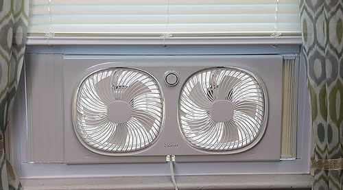 Miniatura 7 de Comfort Zone Living Comfort Ventilador de ventana individual de 9 pulgadas con 2 velocidades y cabezales de ventilador giratorios individuales de