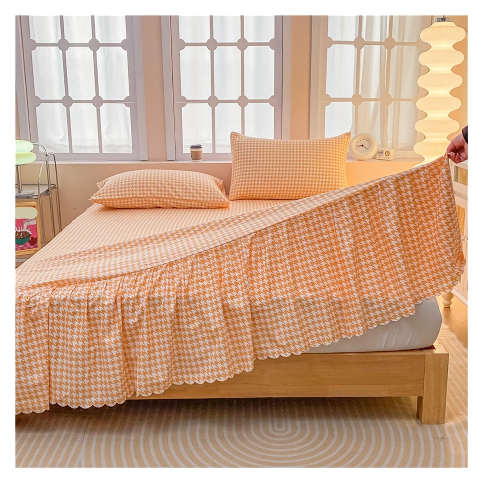 Bed Skirt Bed Skirt Cartoon Style Cover Elastic Bedspread With Ruffled Покривало Adults Linen (No Pillowcase)(Color 3,180x200cm 1pc)