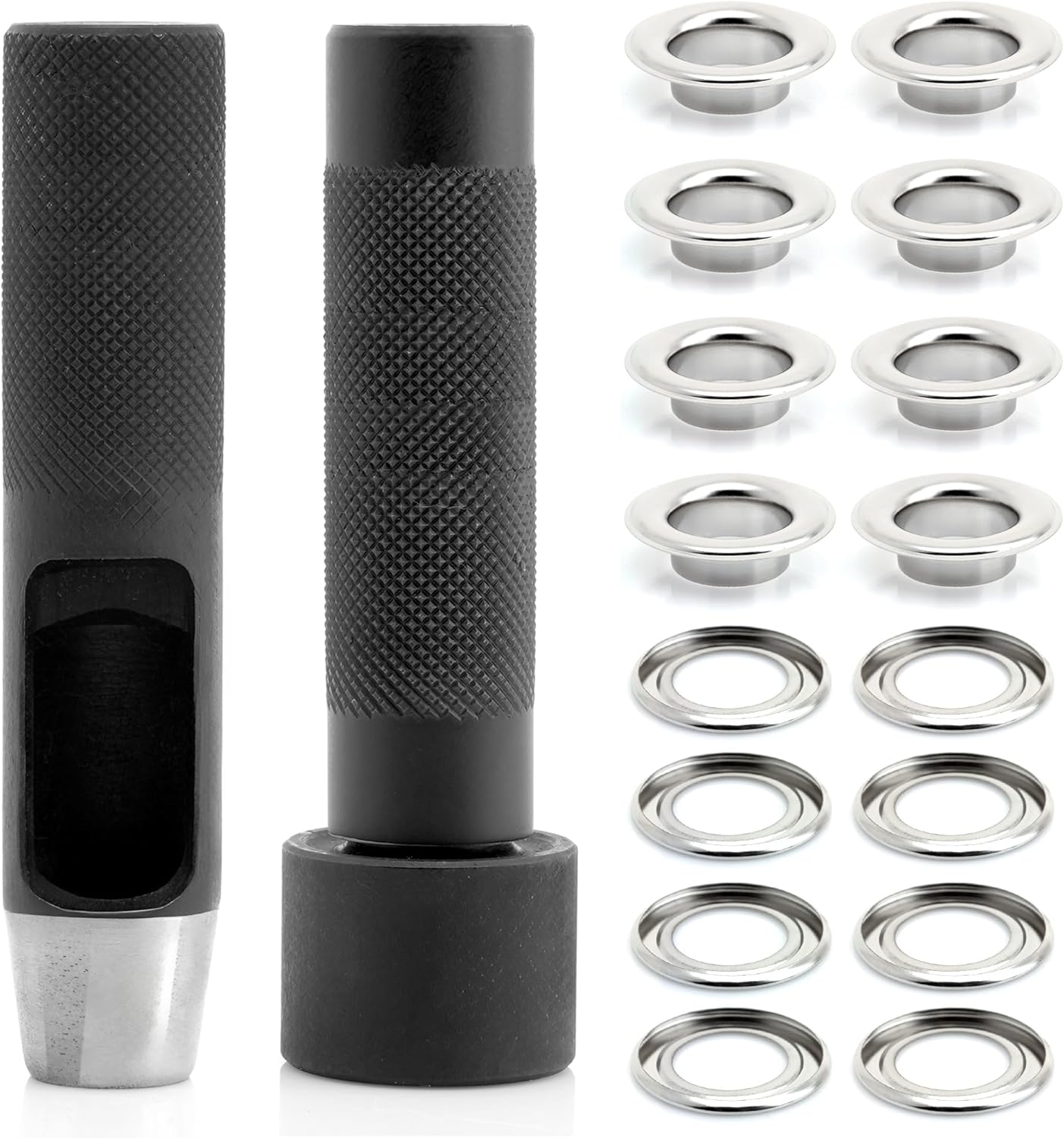 CRAFTMEMORE 3/8" Grommet Tool Kit Eyelet Setting Tool Grommet Setter Hole Punch Cutter & Pack of 10 Grommets (3/8" (10mm) Inside Diameter)