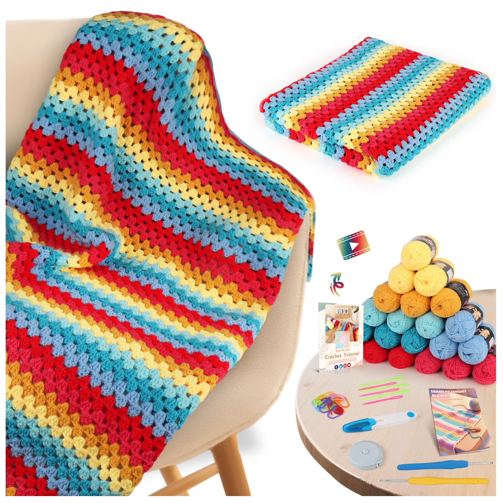 Aeelike Crochet Blanket Kit - Beginner Friendly -13