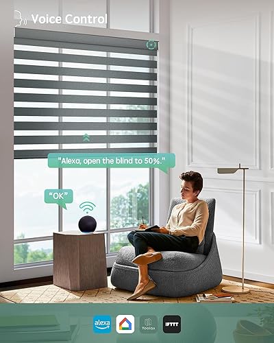 Miniatura 138 de Persianas de cebra motorizadas Yoolax compatibles con Alexa, persianas motorizadas con control remoto, persianas eléctricas inteligentes automáticas