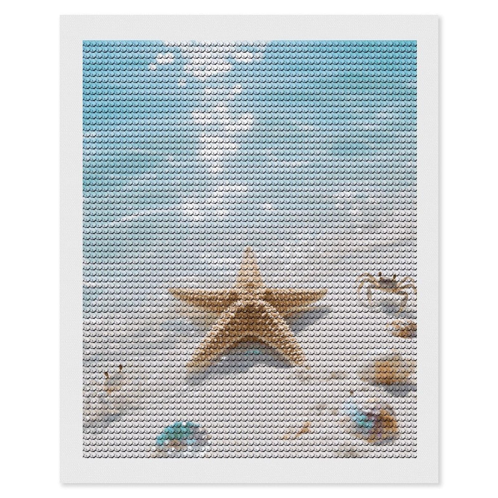 FodPand Starfish Blue Ocean 5D Diamond Painting Kits for Adults Beginners Full Drill Round Diamond Dots Pictures Gem Art Supplies for Home Wall Room Decoration DIY Craft Set Gift 16x20