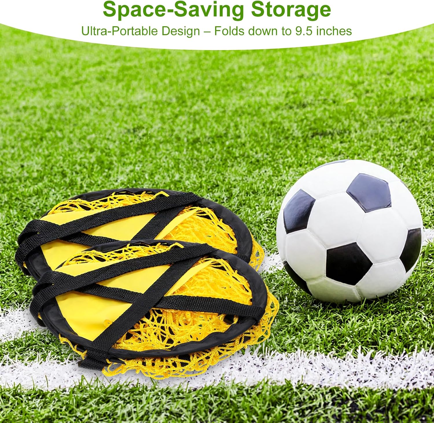 4PCS Soccer Goal Target Nets – High-Visibility Yellow Training Aids for Football Shooting Accuracy, Durable Fiberglass & Oxford Cloth Design, Easy to Attach/Detach
