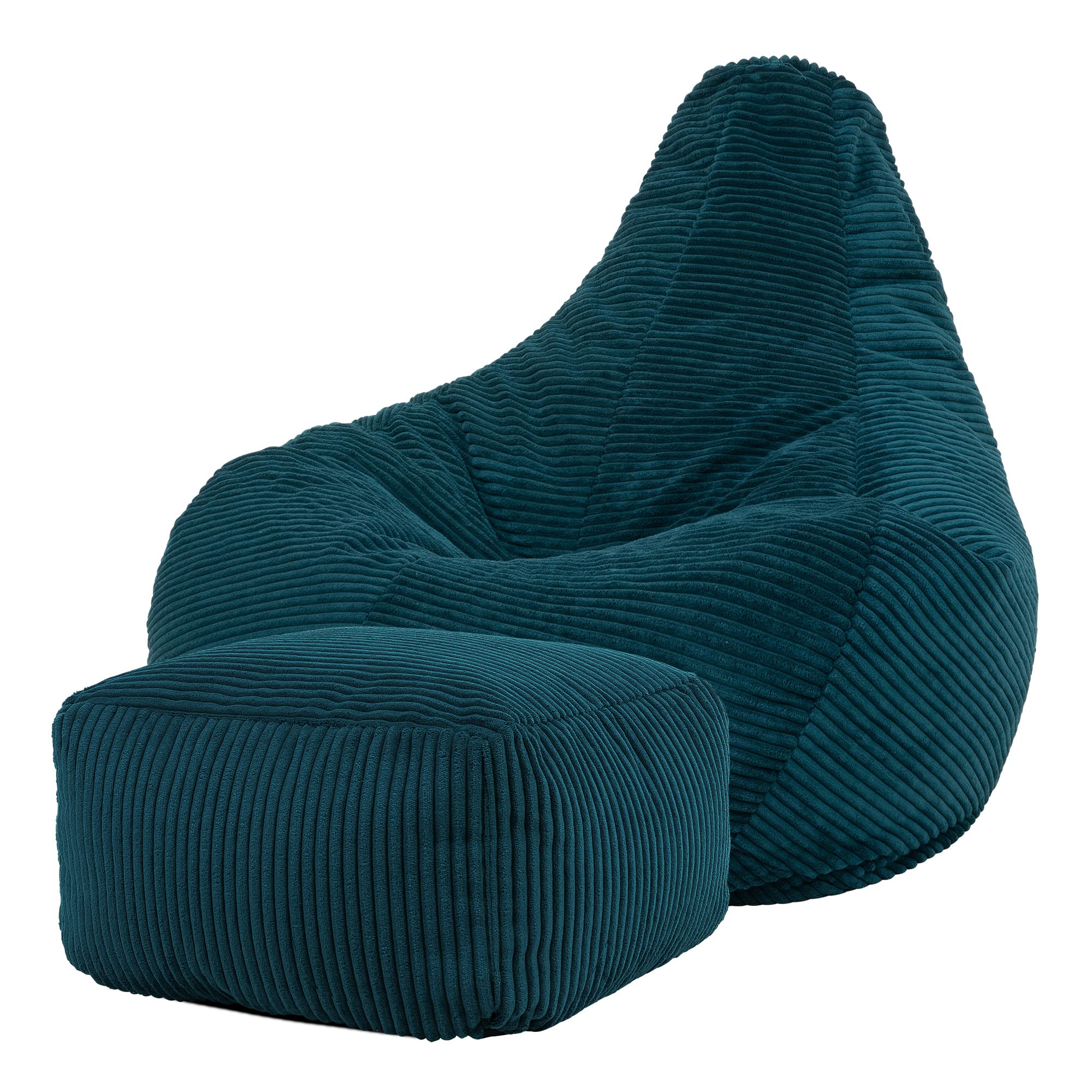 icon Dalton Cord Recliner Bean Bag with Footstool, Teal Green, Large Adult Bean Bag Chair with Filling Included, Comfy Chair, Living Room Furniture, Bedroom Furniture
