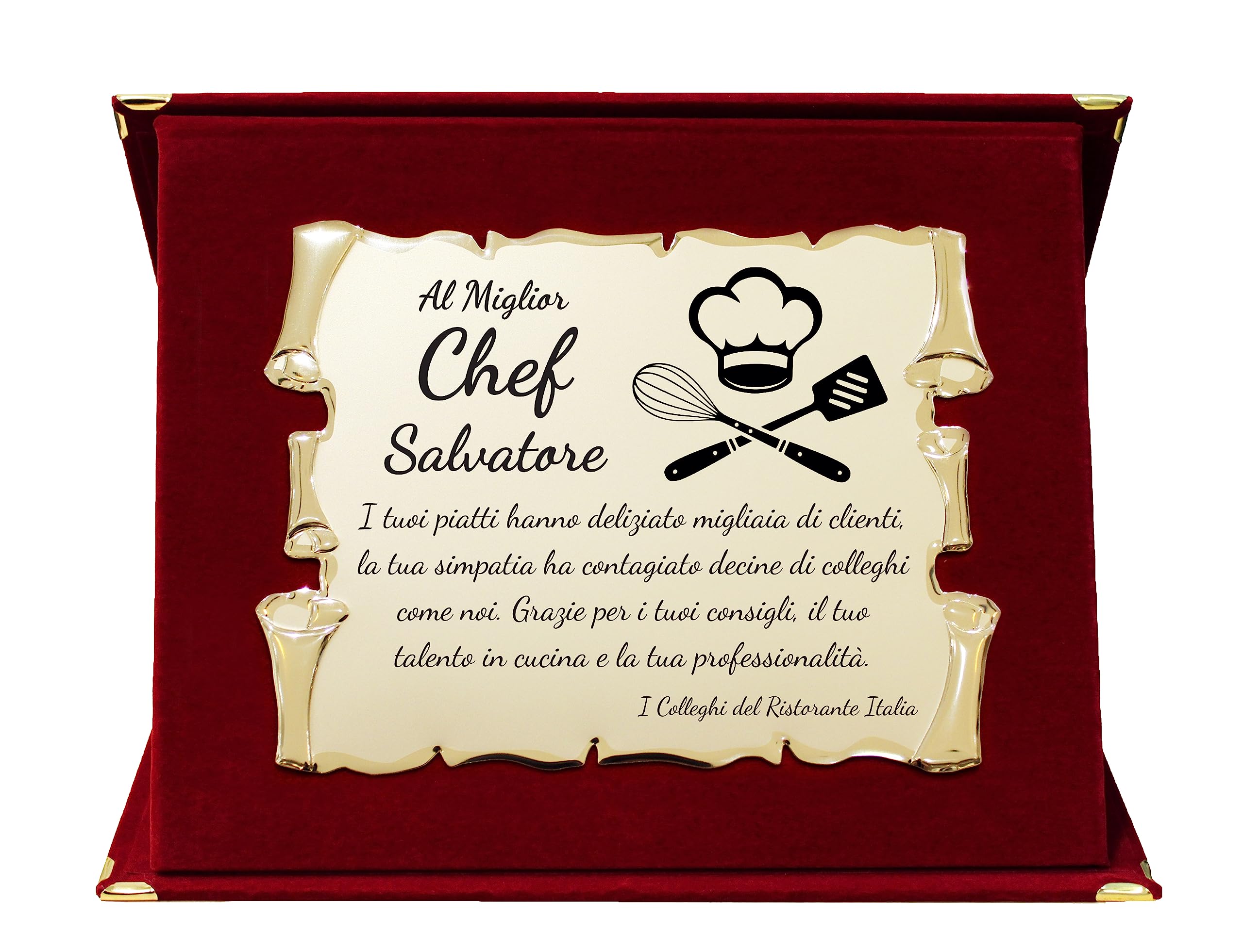Targa Regalo per Cuoco o Chef | Targhetta per varie ricorrenze | Congratulazioni per Pensione o Trasferimento Collega | Targa di ringraziamento Chef o Cuoco