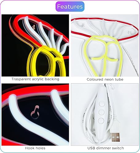 Miniatura 4 de Señal de neón con luces LED de noche con diseño de hongo de señora con conexión USB, letrero de neón para hombre, cueva, hogar, bar, dormitorio,