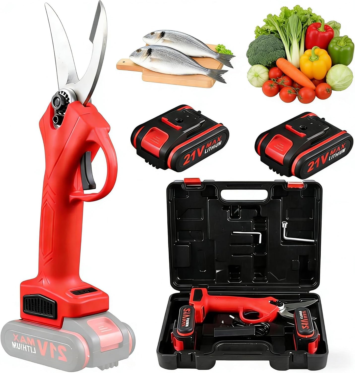 Rechargeable Electric Kitchen Shears Cordless Bone Scissors with 2X Battery Heavy Duty Poultry Shears for Meat Prep