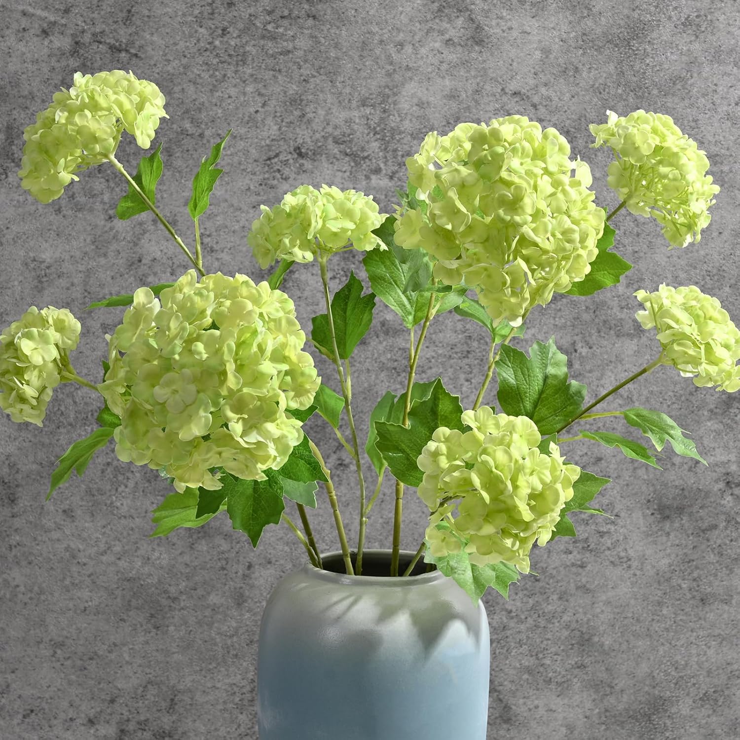 Waipfaru 4PCS Hydrangea Artificial Flowers, Real Touch Flowers, 26.8" Faux Hydrangea Flowers, Latex Real Touch Hydrangeas, Fake Flowers for Home Decor Party Bouquet Wedding Decoration, Green