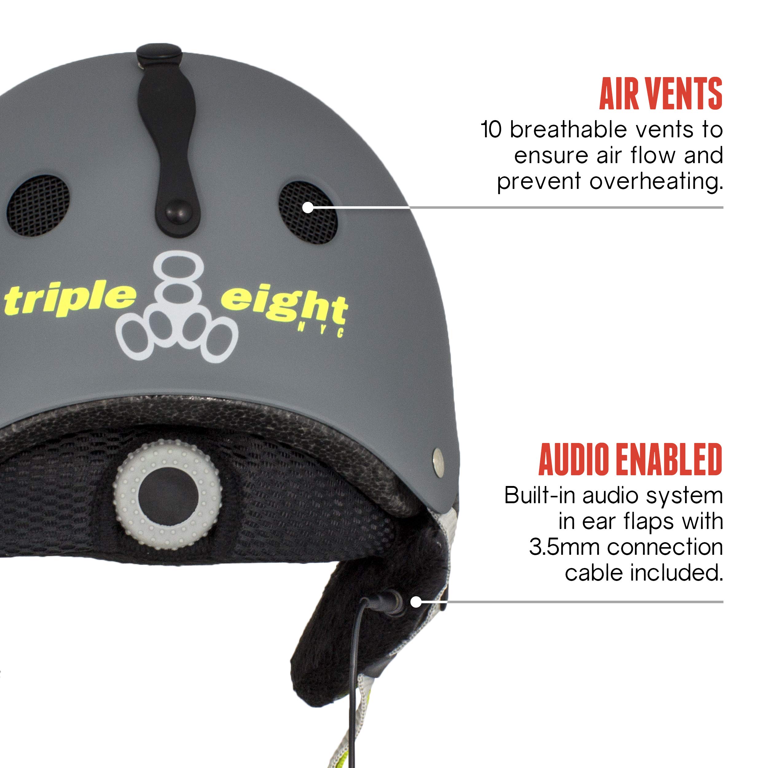 Amazon | Triple Eight Snow Audio Ski and Snowboard Helmet with