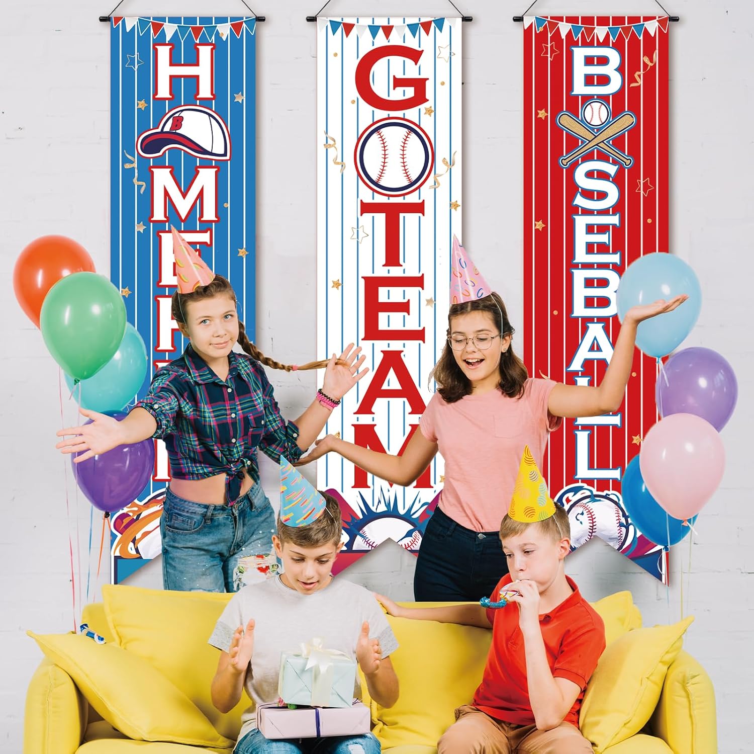 Baseball Birthday Banners Baseball Sports Party Decor,Sport Party Sign,Sport Hanging Backdrops for Home Bar Door Wall Decor Supplies-Set of 3