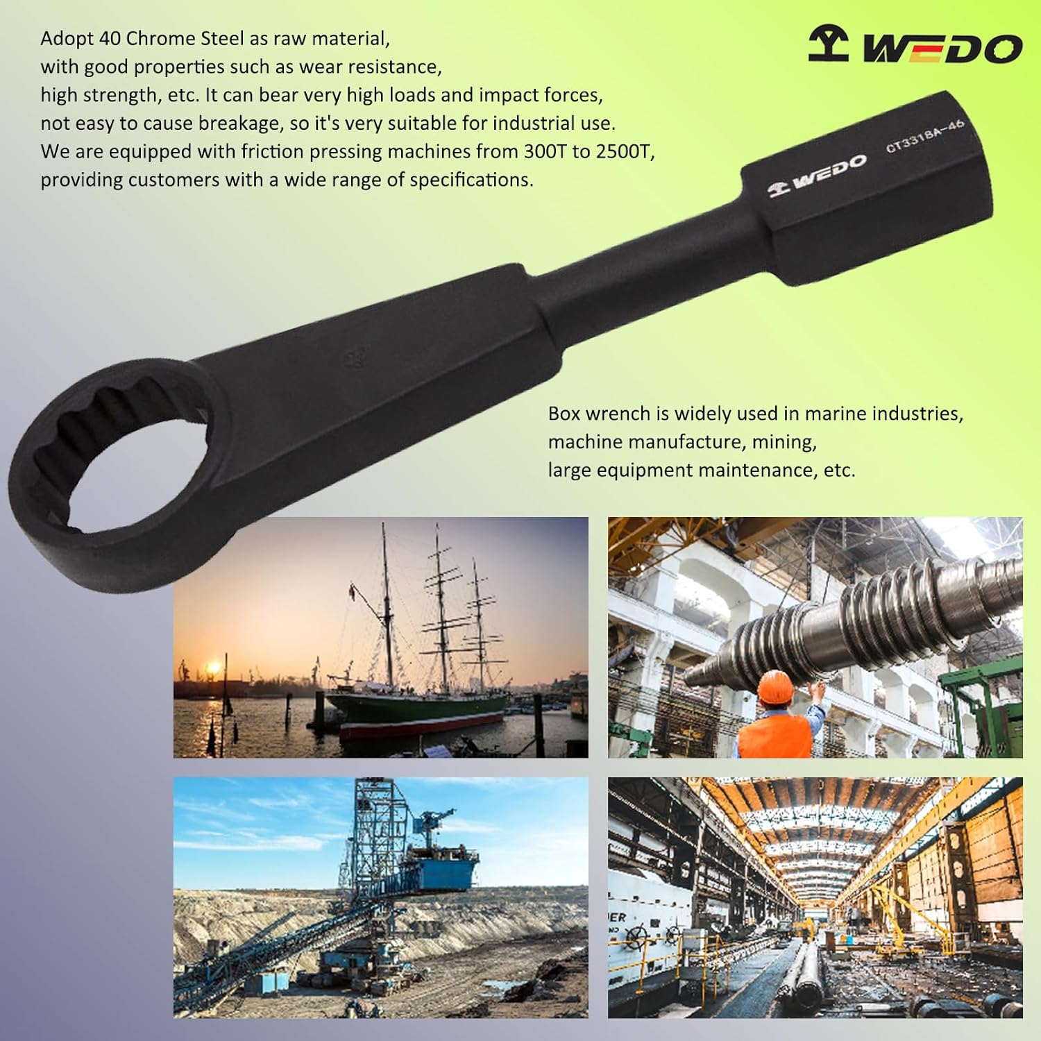 WEDO Offset Striking Face Box Wrench,12 Points Flat Face Box Wrench,Size 30mm,Length 256mm,One-time Die Forged,Strong Torque,High Strength,Wear Resistance,Black-Spray on Surface,40 Chrome Steel
