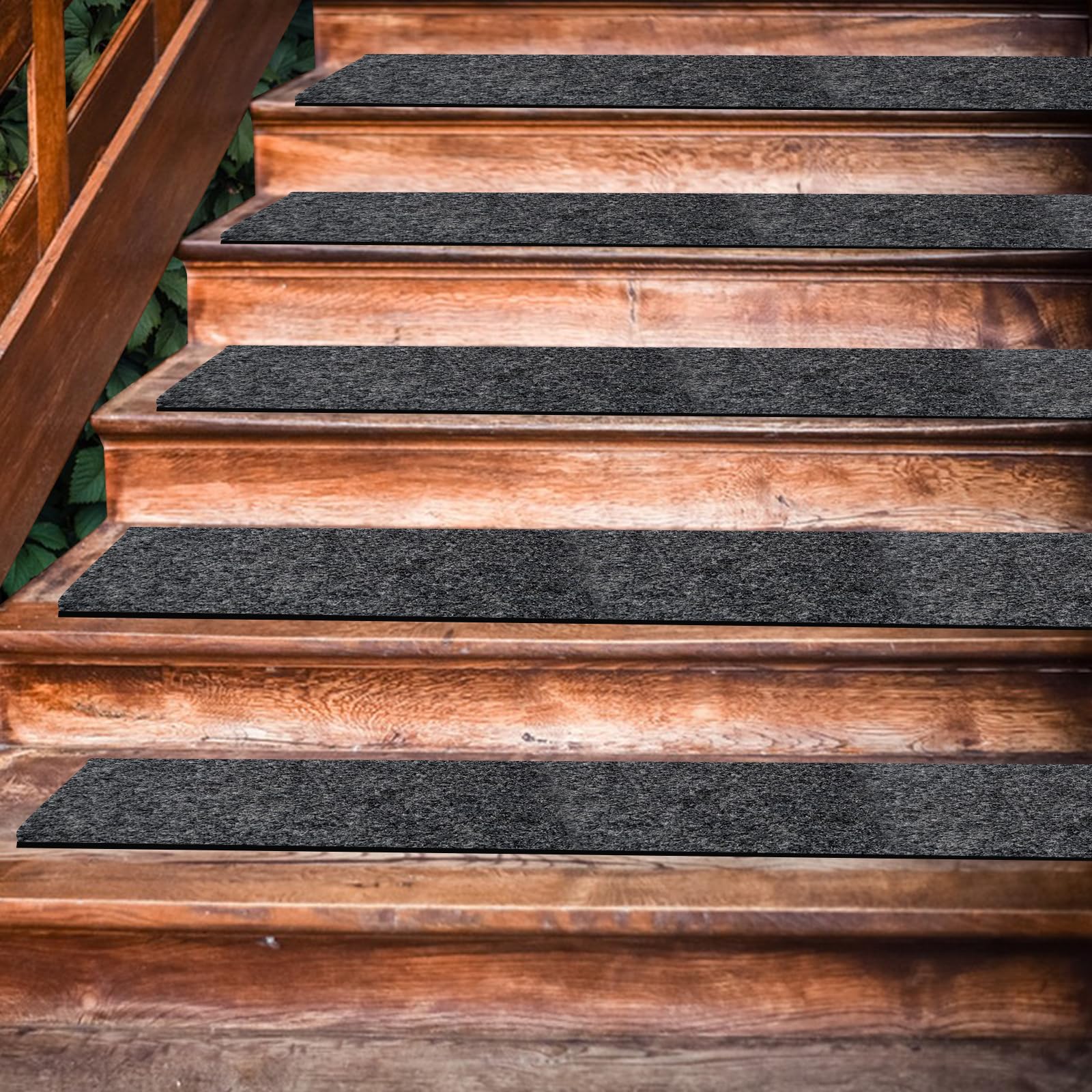 LYMOI 10 Pack Non-Slip Stair Treads for Wooden Steps, 6''x30'' Stair Carpet Treads Outdoor, Peel and Stick Stair Treads, Indoor Stair Runner Mats for