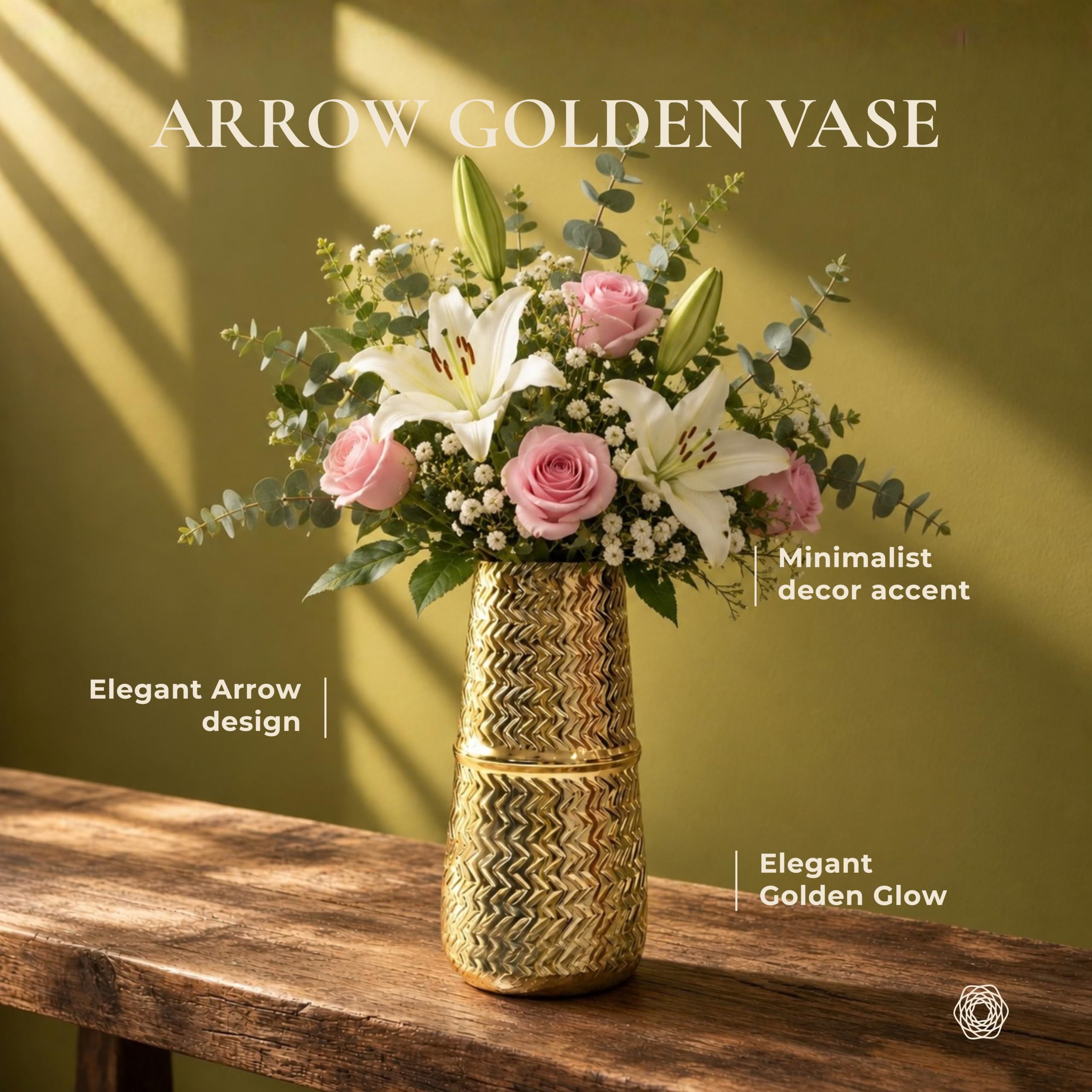 BEHOMA Golden Metal Vase - Rustic Home Decor -3