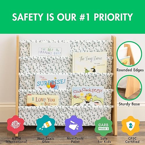 Miniatura 51 de Humble Crew Librero de almacenamiento para libros infantiles, gris/blanco, 4 niveles Gris/Blanco,verde (camo green),Gris/rosado,Madera