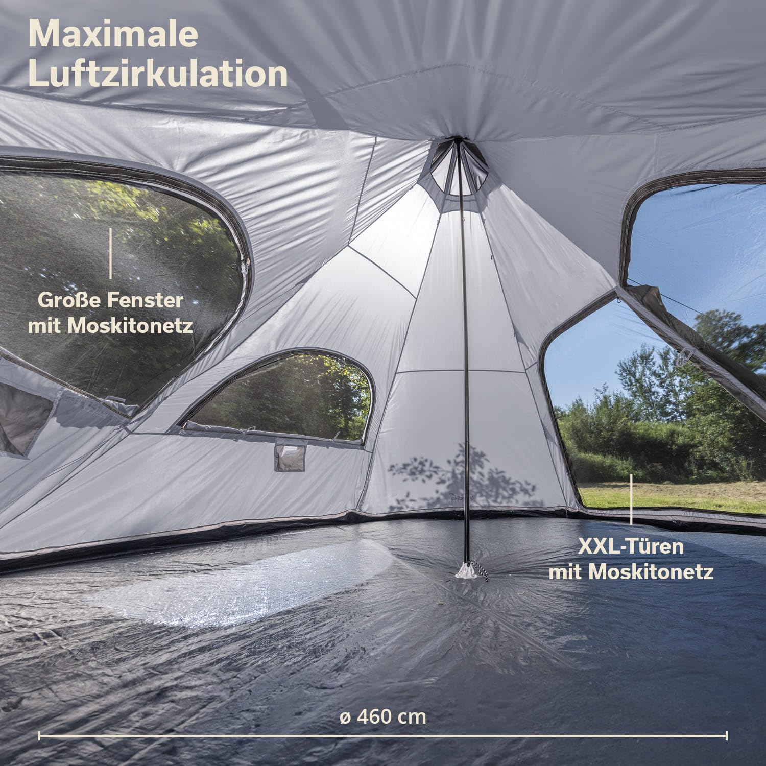 Skandika Tenda da campeggio indiana Tipi Hetta | per 4-6 persone, altezza 2-3 m, pavimento cucito, colonna d'acqua 3000 mm, UV 50+