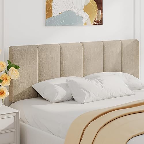 Vista 10 de Yongchuang - Cabecero blanco tamaño King, tapizado en piel sintética, cabeceros para cama King, cabecero de cama King con altura ajustable, paneles