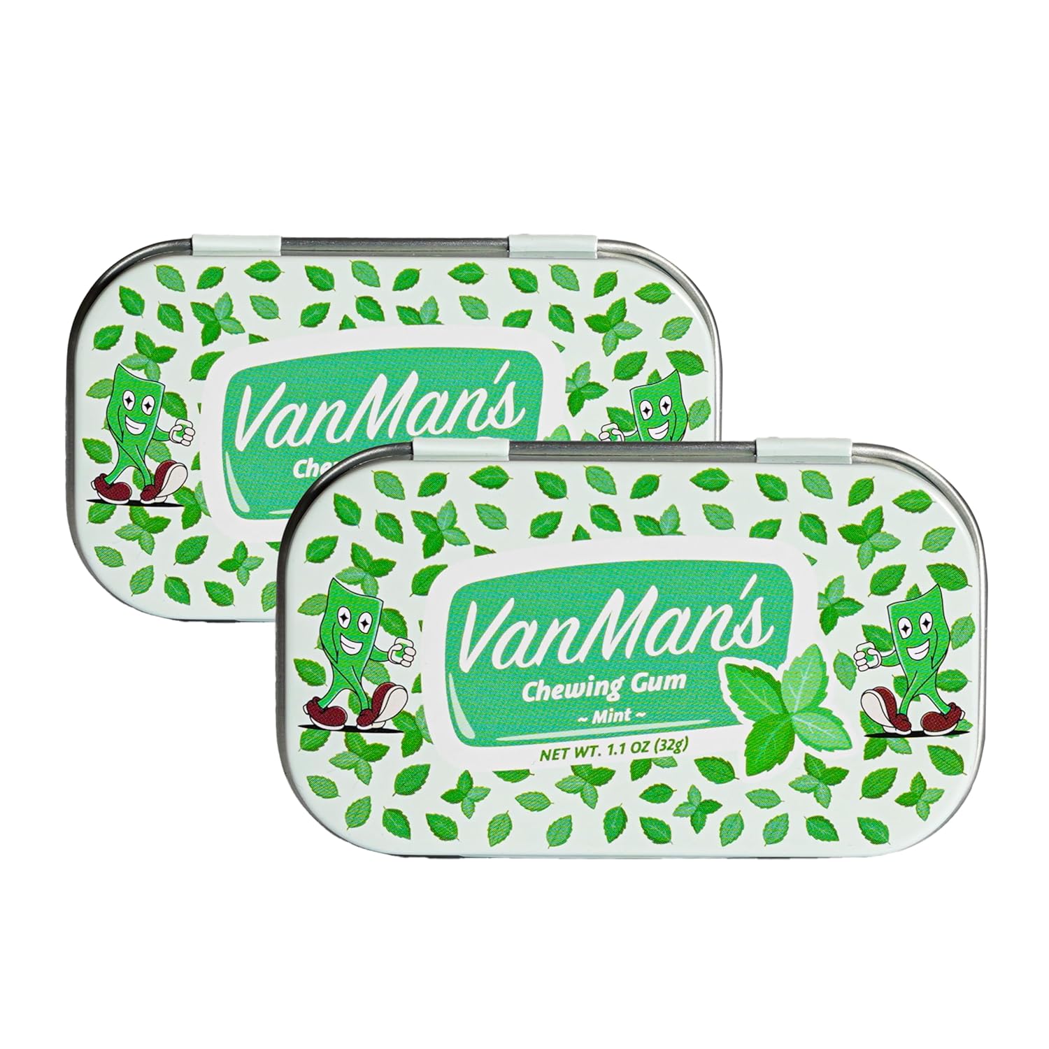 Vanman Remineralizing Chewing Gum with Grass-Fed Cattle Bone Hydroxyapatite and Organic Peppermint Extract – Sugar Free Chicle and Mastic Gum - Fresh Mint Flavor, 1.1 oz, 2 Pack